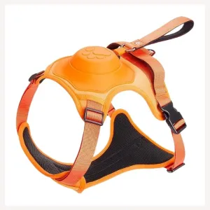 A a Pets' 2in1 No Pull Dog Harness, Built Retractable Dog Leash - Orange