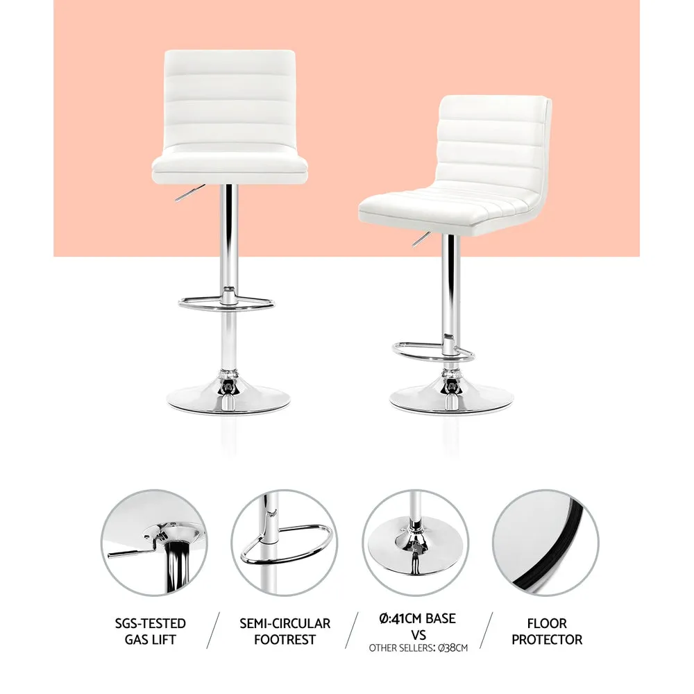 Artiss 2x Leather Bar Stools ARNE Swivel Bar Stool Kitchen Chairs White Gas Lift White
