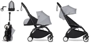 Babyzen YOYO2 Ultra Compact Complete 0 /6  Stroller & Rolling Bag Bundle - Black / Stone