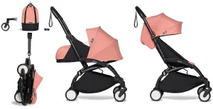 Babyzen YOYO2 Ultra Compact Complete 0 /6  Stroller & Rolling Bag Bundle - Black/Ginger