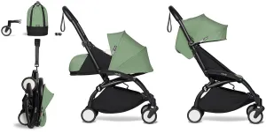 Babyzen YOYO2 Ultra Compact Complete 0 /6  Stroller & Rolling Bag Bundle - Black/Peppermint