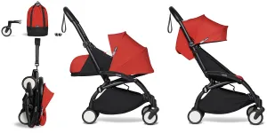 Babyzen YOYO2 Ultra Compact Complete 0 /6  Stroller & Rolling Bag Bundle - Black/Red