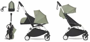 Babyzen YOYO2 Ultra Compact Complete 0 /6  Stroller & Rolling Bag Bundle - White / Olive