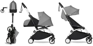Babyzen YOYO2 Ultra Compact Complete 0 /6  Stroller & Rolling Bag Bundle - White/Grey