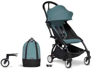 Babyzen YOYO2 Ultra Compact Complete 6  Stroller & Rolling Bag Bundle - Black/Aqua