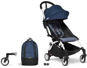Babyzen YOYO2 Ultra Compact Complete 6  Stroller & Rolling Bag Bundle - White/Air France Blue