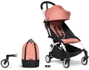 Babyzen YOYO2 Ultra Compact Complete 6  Stroller & Rolling Bag Bundle - White/Ginger