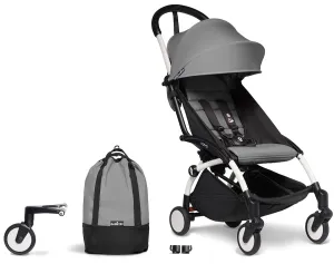 Babyzen YOYO2 Ultra Compact Complete 6  Stroller & Rolling Bag Bundle - White/Grey