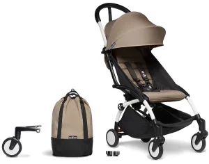 Babyzen YOYO2 Ultra Compact Complete 6  Stroller & Rolling Bag Bundle - White/Taupe