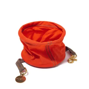 Cotton Canvas Collapsible Travel Dog Water Bowl Orange