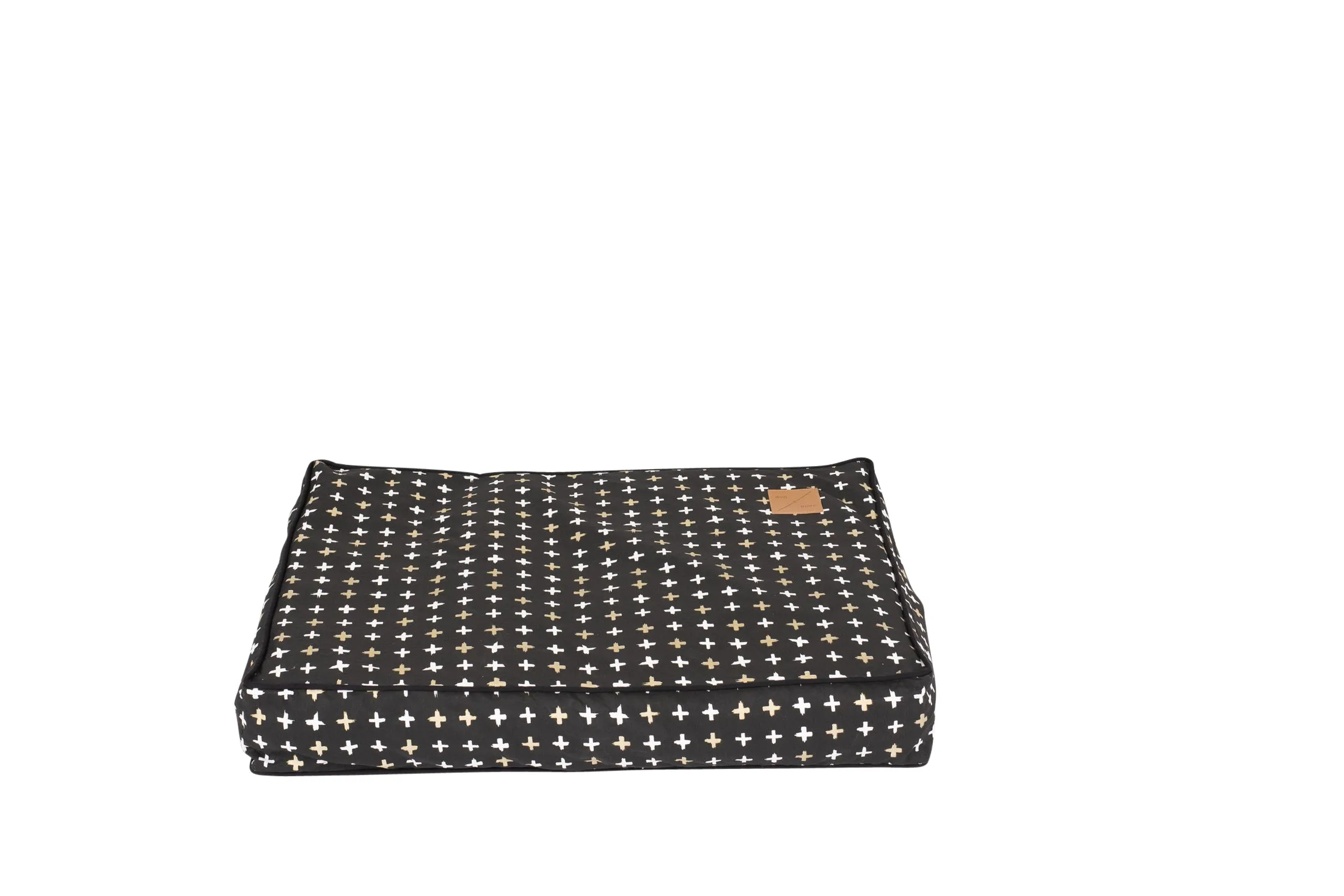 Cushion Dog Bed - Black Metallic Cross Print