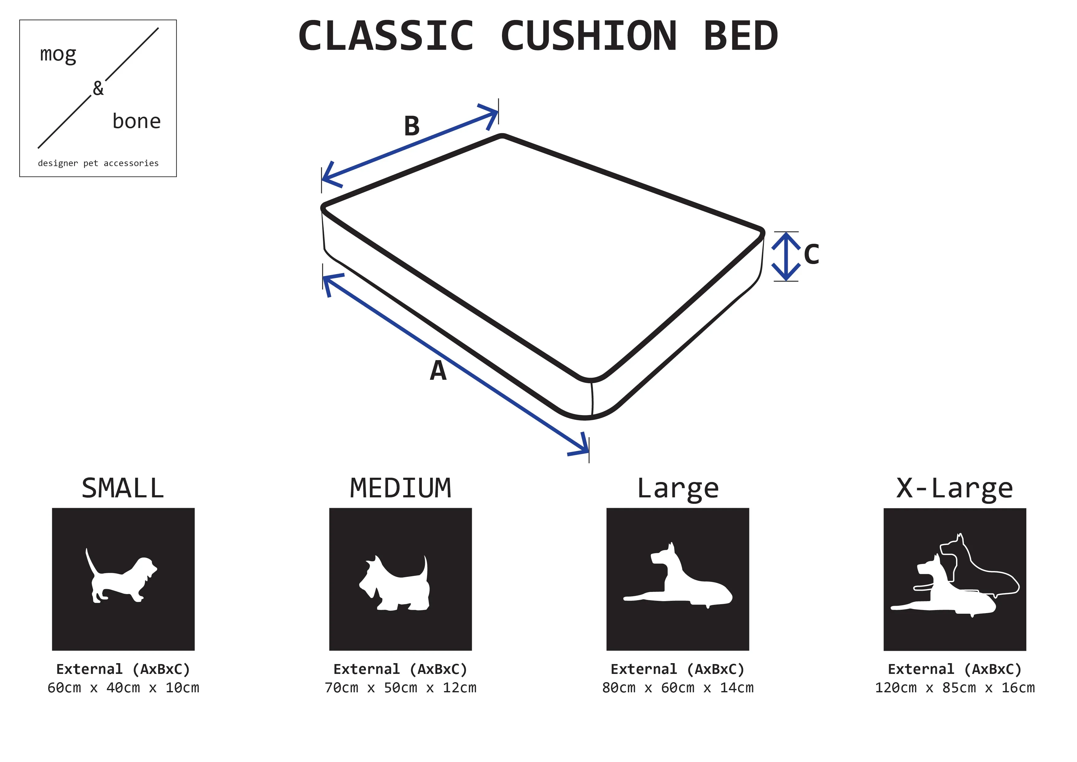 Cushion Dog Bed - Black Metallic Cross Print
