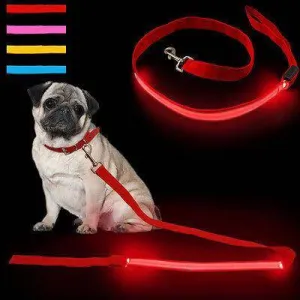 Dog Leash Double Trouble Glow Led & Reflective Strip