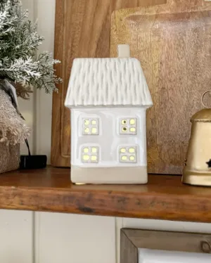 Glazed Ceramic LED Light Up Cottage House