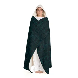 Hooded Sherpa Fleece Blanket - Peacock Dark Botanicals Collection (Kaleidoscope)